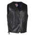 Legendary Dixon men's leather motorcycle vest front view with snap button closure, made in USA