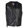 Legendary Dixon men's leather motorcycle vest front view with snap button closure, made in USA