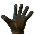 Side profile of Legendary short wrist white deerskin gloves, highlighting construction detail