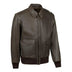 Legendary Flying Fortress A-2 goatskin leather flight jacket, front view with flap pockets and Made in USA label