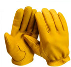 Legendary Gold Deerskin Leather Short Wrist Motorcycle Gloves Made in USA worn while riding motorcycle