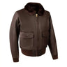 Legendary Hellcat G-1 leather flight jacket front view with mouton collar, made in USA