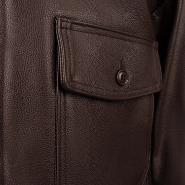 Side-entry hand warmer pocket detail on Legendary Hellcat G-1 leather flight jacket, made in USA