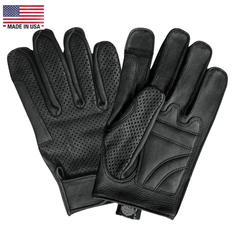 【今だけお買い得！】 Leather Gloves Legendary ILL DOZER Black Ventilated Deerskin Motorcycle Gloves
