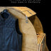 Legendary USA leather tumbling service showing black leather vest hanging on custom wooden break-in drum labeled Legendary Time Machine