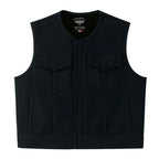 Front view of Legendary LowLife Canvas Motorcycle Vest, Made in USA, with chest and hand pockets