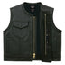 Legendary LowLife leather vest shown open to display mesh liner and zipper snaps, made in USA