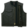 Legendary LowLife leather vest shown open to display mesh liner and zipper snaps, made in USA