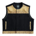 Front view of Legendary LowLife NCP American Python and black canvas club style motorcycle vest with exotic trim, made in USA