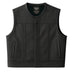 Front view of Legendary LowLife NCP Perforated Leather Motorcycle Vest, cropped and fitted club style, Made in USA