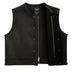 Legendary LowLife NOP Black Leather Motorcycle Vest shown open to display premium mesh liner and heavy-duty zipper, made in USA