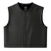Front view of Legendary LowLife NOP cropped perforated black leather motorcycle vest with clean design and modern club style fit, made in