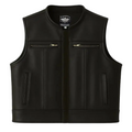 Legendary Lowlife Z Black Cropped Fitted Leather Club Style Motorcycle Vest