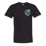 Main view of Legendary Mama women’s t-shirt in black with tattoo-inspired chest graphic by Sam Hambrick, Made in USA