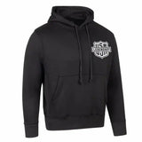 Legendary motorcycle hoodie in black with white USA Legendary shield design on chest