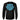 Back view of black long sleeve shirt with large electric blue Legendary USA shield logo, made in USA