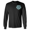 Black long sleeve shirt with light blue Legendary USA shield logo on chest, made in USA