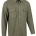 Legendary OG Extra Heavyweight solid olive drab flannel riding shirt with button front and dual chest pockets, made in USA
