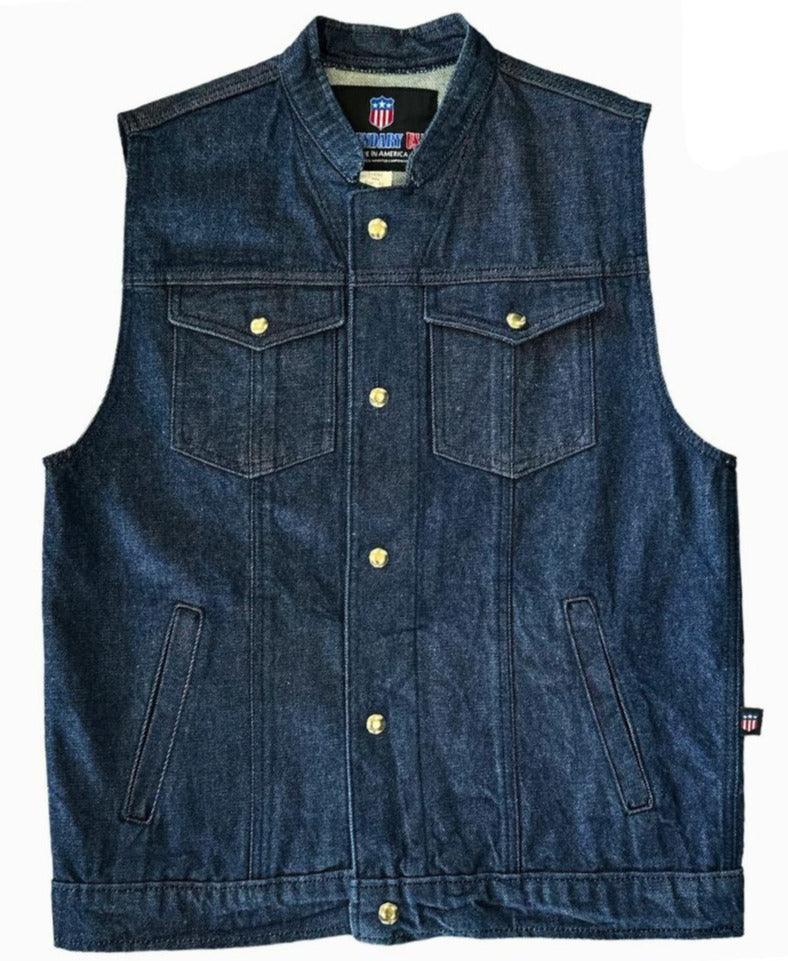 'Ole Blue' Men's Blue Denim Motorcycle Vest | Legendary USA