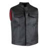 Legendary USA Reaper Club Style men's leather motorcycle vest with black finish, snap and zipper closure, made in USA