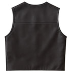 Back view of Legendary Beatdown fitted leather club vest – clean, minimal design – made in USA