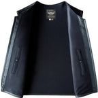 Interior mesh lining and inner snap pockets of Legendary Beatdown leather motorcycle vest – made in USA