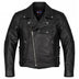 Front-facing shot of Men's Legendary black leather motorcycle jacket, shown on plain studio background