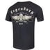 Back view of the Legendary USA Custom Leather Cuts Motorcycle T-Shirt with large skull and wings graphic – made in U