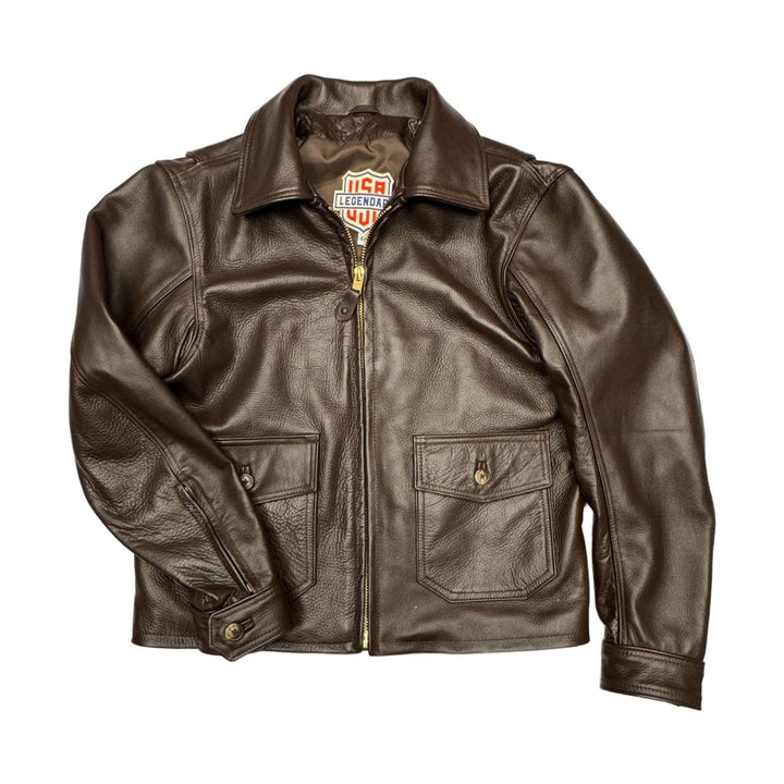 Legendary USA Sample Leather Flight Jacket - Size 44 - Legendary USA