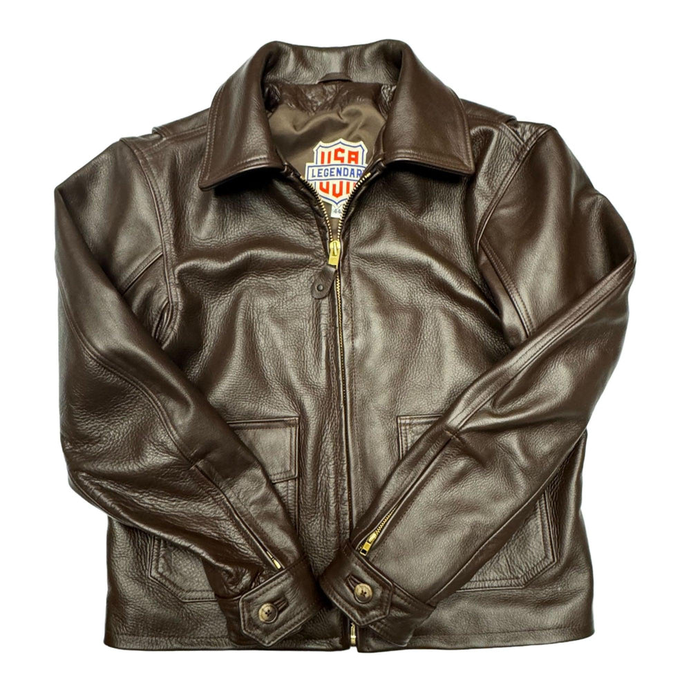 Legendary USA Sample Leather Flight Jacket - Size 44 - Legendary USA