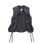 Interior view of Legendary Vikla Chikla women’s leather vest with concealed carry pockets and durable lining, made in USA