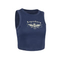 Women's Legendary Baby Ribbed Cropped Tank Top - Navy Blue - Custom Cuts logo
