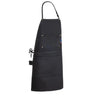 Legendary Work Horse heavy denim apron in black with adjustable neck strap and utility pockets, made in USA