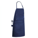 Legendary Work Horse heavy denim apron in indigo blue with adjustable neck strap and utility pockets, made in USA