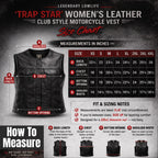 Alternate angle of Legendary Lowlife women's club style motorcycle vest, showing rear panel detail