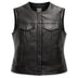 Front view showing Women's Legendary Lowlife club style motorcycle vest, with brand detailing visible