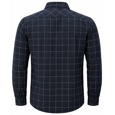 Legendary No Life series men’s flannel shirt back view on white background