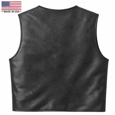 Legendary Beatdown™ Perforated Leather Cropped Motorcycle Vest – V Neck Collar