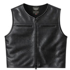 Legendary Beatdown™ Perforated Leather Cropped Motorcycle Vest – Oval-Cut Collar