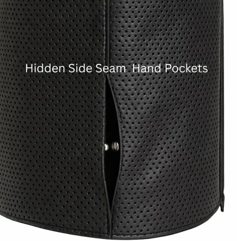 Legendary Beatdown™ Perforated Leather Cropped Motorcycle Vest – V Neck Collar