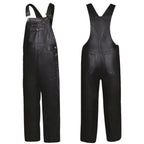 Black leather overalls on a white background