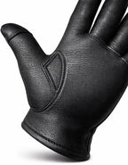 Legendary 'Spitfire' Black Deerskin Short Wrist Touchscreen Motorcycle Gloves