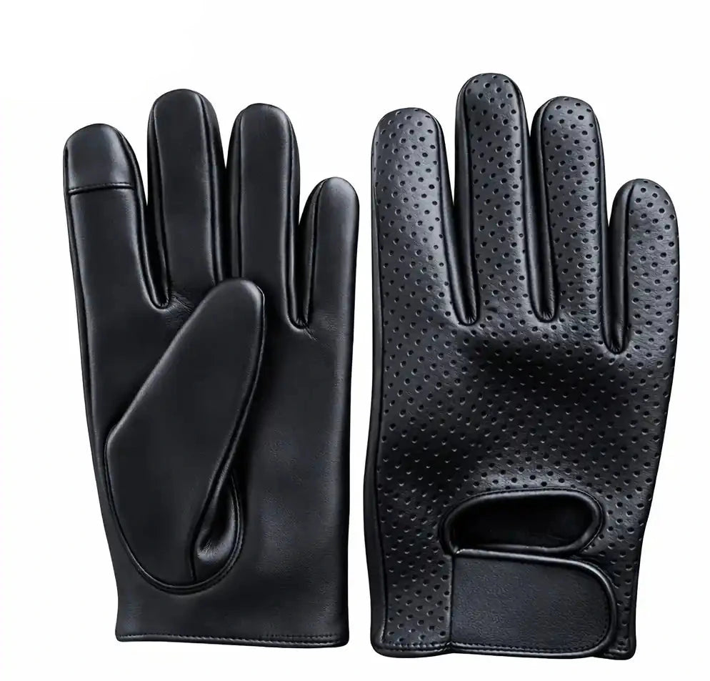 Front-facing view of Legendary ventilated deerskin gloves, displayed flat for product detail
