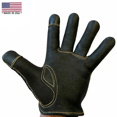 Legendary Gold Double-Diamond Stitched Deerskin Short Wrist Touchscreen Gloves