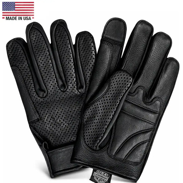 Main product view of Legendary perforated deerskin gloves, shown on plain studio background