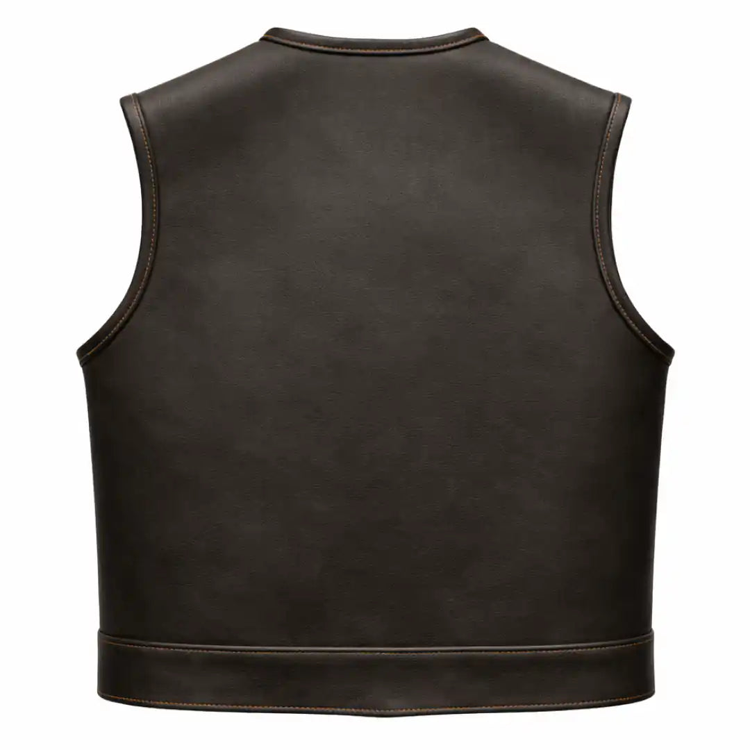 Legendary LowLife NCP Dark Chocolate Cropped Fitted Leather Club Style Motorcycle Vest