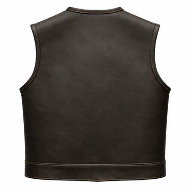 Legendary LowLife NOP Dark Chocolate Cropped Fitted Leather Club Style Motorcycle Vest