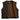 Rear view of Legendary Lowlife cropped chocolate leather motorcycle vest, highlighting construction detail