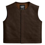 Legendary LowLife NOP Dark Chocolate Cropped Fitted Leather Club Style Motorcycle Vest
