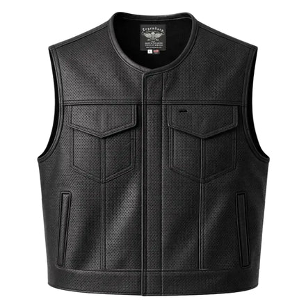 Legendary LowLife Perforated Leather Cropped Fitted Club Style Motorcycle Vest